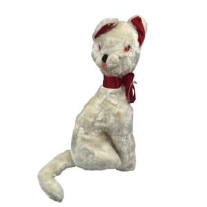 Vintage 1960's Dollcraft Laverne & Shirley Boo Boo Kitty Stuffed White & Red 20"
